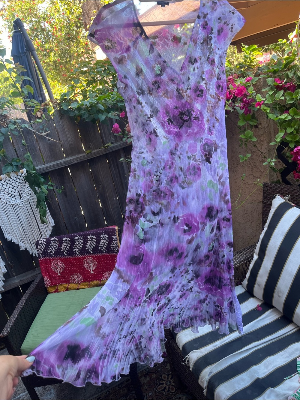 Komarov Lavender Floral High-Low Skirt